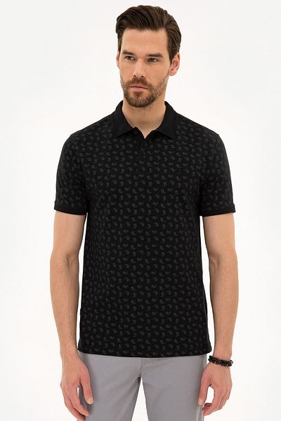 Pierre Cardin Μπλουζάκι Polo Yaka Μαύρο Slim Fit
