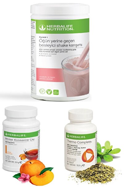 Herbalife Set Ahududu Beyaz Çikolata Shake 50 gr Şeftali Aromalı Çay Thermo C...