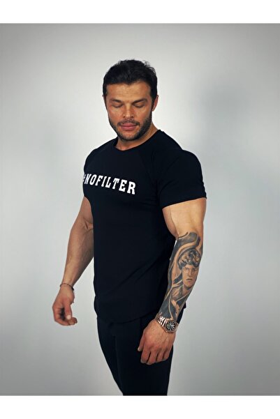 BLACK Erkek Siyah No Filter Fitness T-shirt