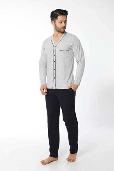 Öztaş Underwear Erkek Önü Düğmeli Uzunkol Ince Süprem Pijama
