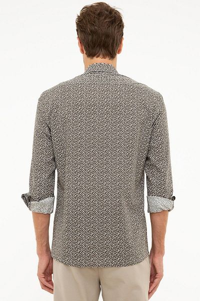 Pierre Cardin Ανδρικό πουκάμισο καφέ Slim Fit G021GL004.000862075