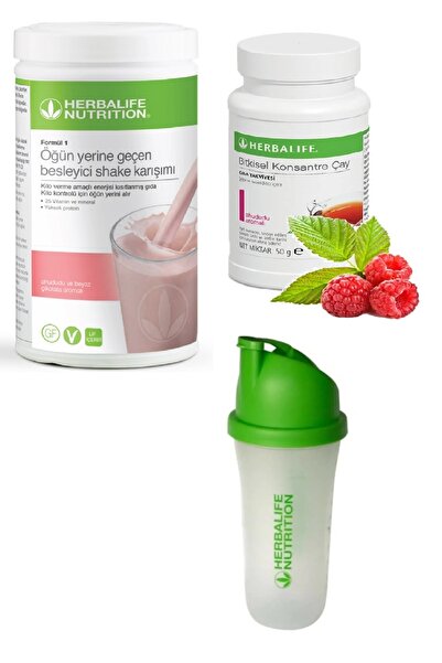 Herbalife Set Ahududu Beyaz Çikolata Shake  50 gr Ahududu Aromalı Çay ve Shaker
