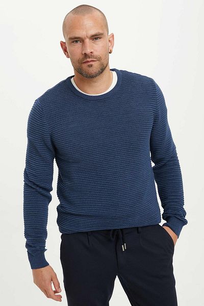 DeFacto Pulover pentru bărbați Indigo Crew Neck Slim Fit Tricotaj R2526AZ20AU