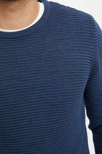 DeFacto Pulover pentru bărbați Indigo Crew Neck Slim Fit Tricotaj R2526AZ20AU