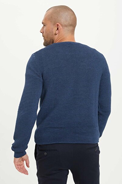 DeFacto Erkek Indigo Bisiklet Yaka Slim Fit Triko Kazak R2526AZ20AU