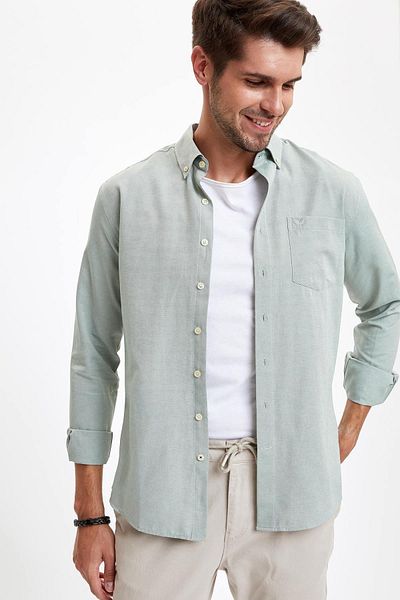 DeFacto Long Sleeve Modern Fit Oxford Shirt