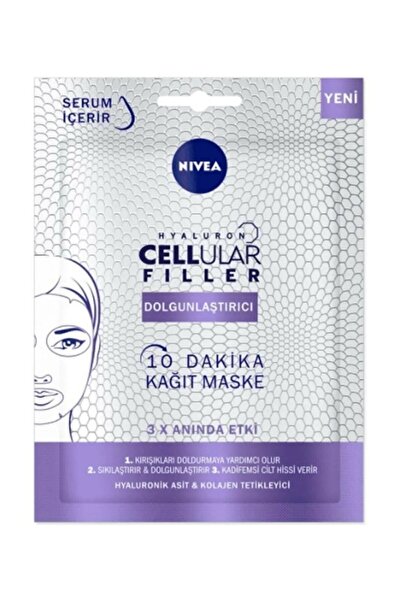 NIVEA Hyaluron Cellular Filler Dolgunlaştırıcı 10 Dakika Kağıt Maske 28 gr