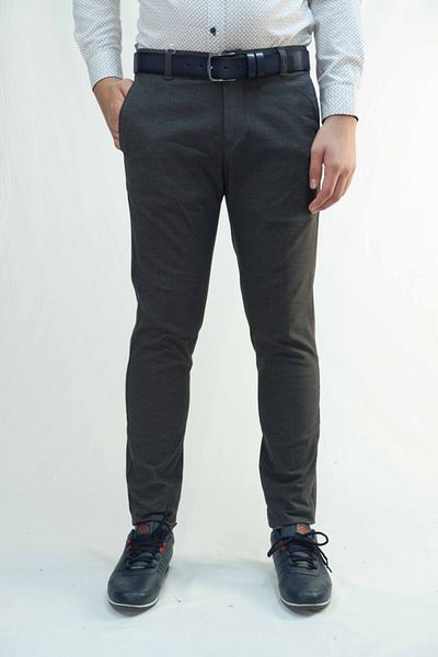 Bomonti Men's Gray Cotton Honeycomb Pattern Winter Trousers