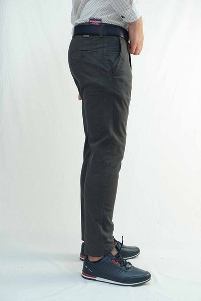 Bomonti Men's Gray Cotton Honeycomb Pattern Winter Trousers