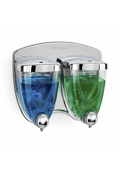 Flosoft Διπλός 350 ml +350 ml Επιχρωμιωμένος Διανομέας Υγρού Σαπουνιού F038