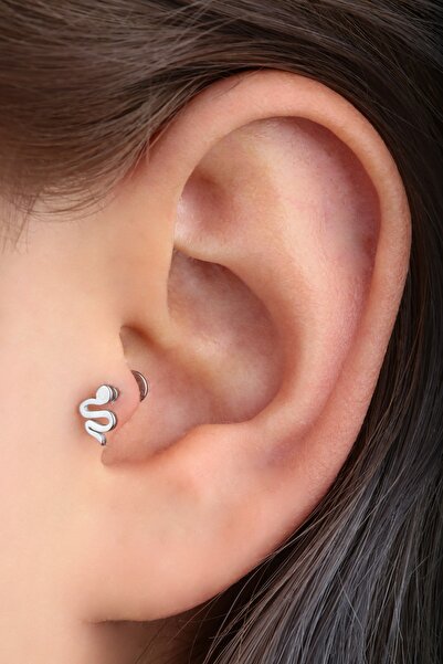 Vilma Aksesuar Cerrahi Çelik Tragus Ve Helix Piercing Yılan Figürlü 8mm