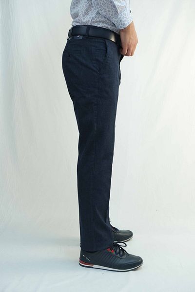 Bomonti Ανδρικό παντελόνι Navy Blue Classic Cotton Lycra Fishbone