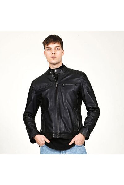 Dericlub Topgun Men's Black Leather Coat