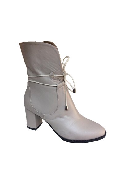 Elegan Kadın Gri Hakiki Deri Şık Bot