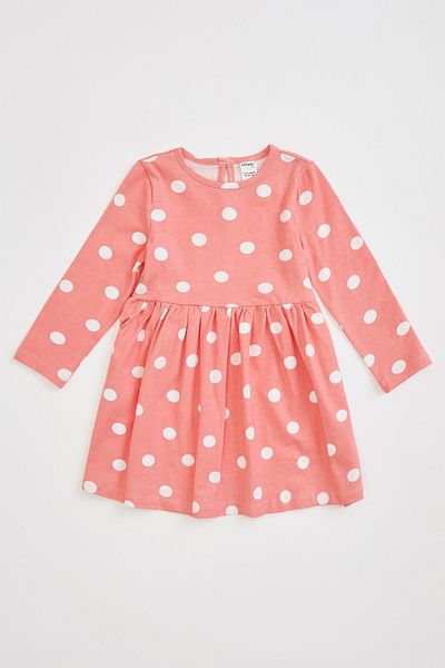 DeFacto Baby Girl Crew Neck Polka Dot Long Sleeve Dress