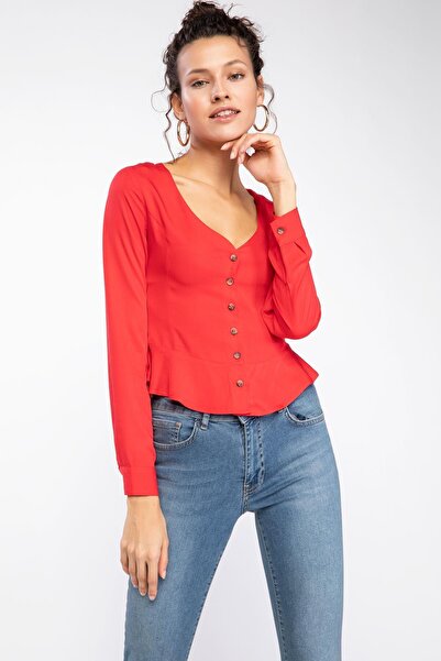 DeFacto Ženska plisirana bluza sa dugmićima K4493AZ.19SP.RD247