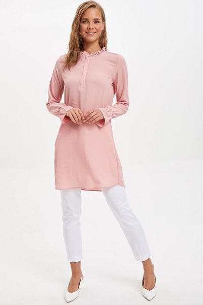 DeFacto Women's Burgundy Frilly Collar Tunic M1041AZ19AU