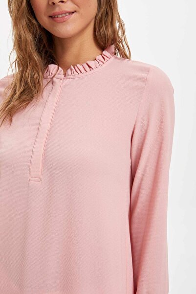 DeFacto Women's Burgundy Frilly Collar Tunic M1041AZ19AU