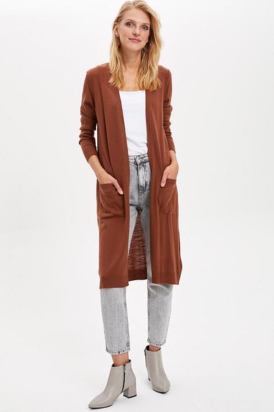 DeFacto Women's Long Basic Knitwear Cardigan
