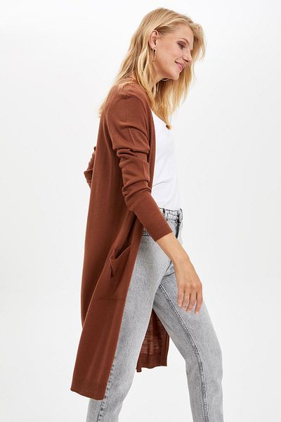 DeFacto Women's Long Basic Knitwear Cardigan