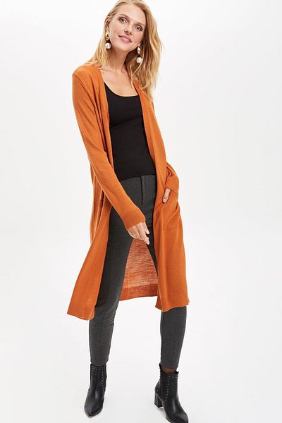 DeFacto Women's Long Basic Knitwear Cardigan