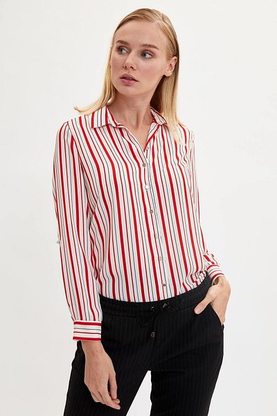 DeFacto Tunica cu maneca lunga cu dungi rosii pentru femei K1399AZ.19AU.RD65