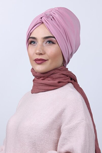 Nowa Scarf Reversible Rose Knot Bonnet Powder Pink