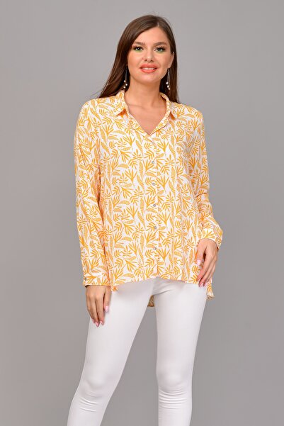 TUSSE Жіноча сорочка з віскози з жовтим візерунком