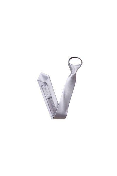 PROKRAVAT Gray Shiny Satin Zippered Tie