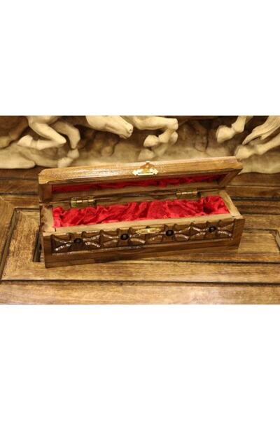 2M Ceviz Geometri Tesbih Kalem Kutusu 4x14 Cm