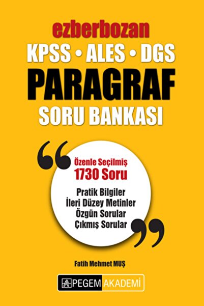 Pegem Akademi Yayıncılık Pegem Ezberbozan Paragraf Soru Bankası
