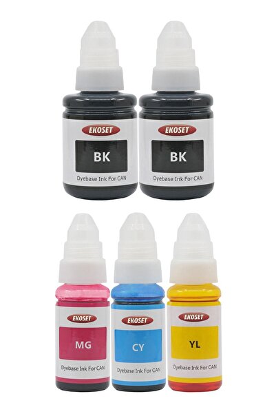 ekoset Canon G3400 G3410 G3411 G3415 Uyumlu Renkli ve Siyah Mürekkep 5'li Set