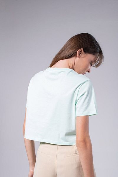 IAMNOTBASIC Women's Mint Green Boyfriend Crop T-Shirt