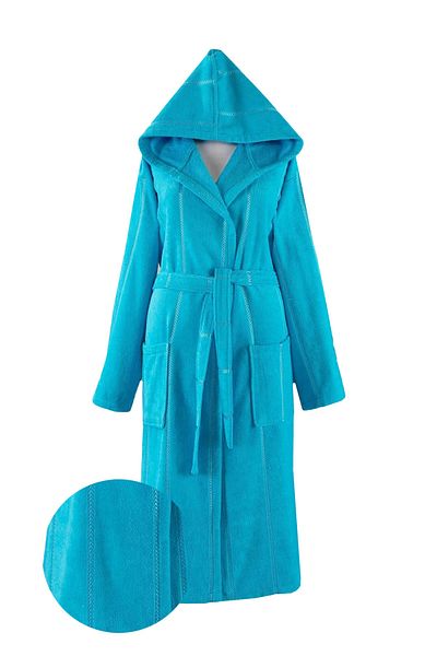 Ephemeris Turquoise Cotton Hooded Unisex Bathrobe