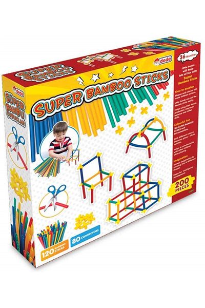 DEDE Super Bamboo Sticks 200 Pieces Toy Bamboo Stick Educational Learning Activity Game Set