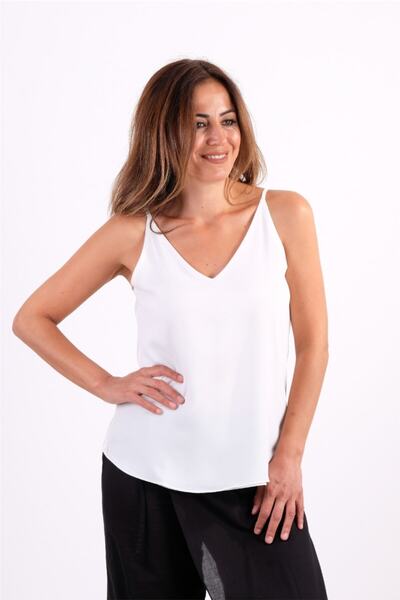 Quzu Askılı V Yaka Bluz