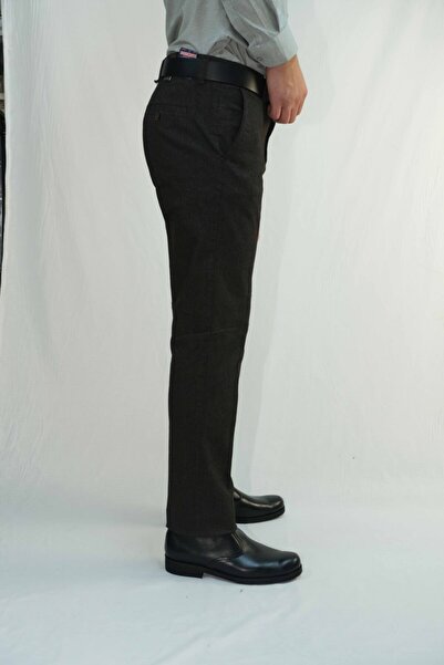 Bomonti Ανδρικό καφέ κλασικό βαμβακερό παντελόνι Nıkralı Fishscale χειμερινό