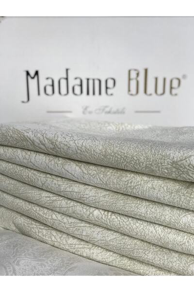 Madame Blue Lüx Nubuk Damarlı Kaymaz Koltuk Çekyat Örtüsü Krem