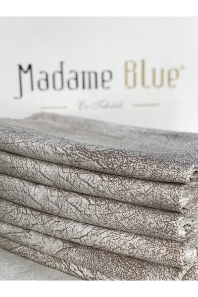 Madame Blue Lüx Nubuk Damarlı Kaymaz Koltuk Çekyat Örtüsü Toprak