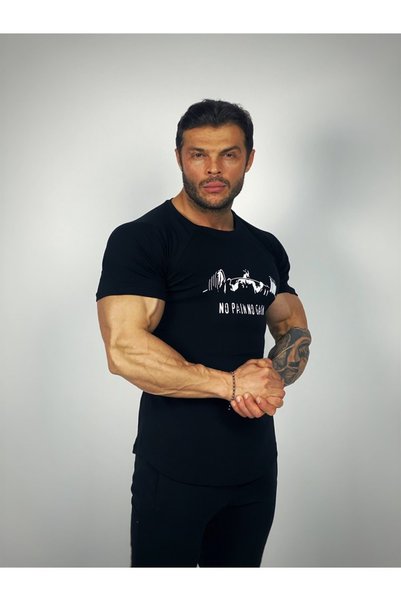 BLACK Tricou negru Squat Fitness pentru bărbați