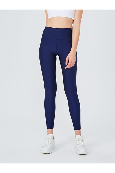 UP&FIT Women's Navy Blue High Waist Shiny Disco Leggings