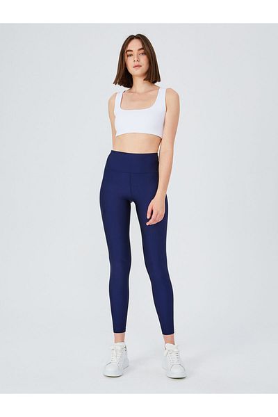 UP&FIT Women's Navy Blue High Waist Shiny Disco Leggings