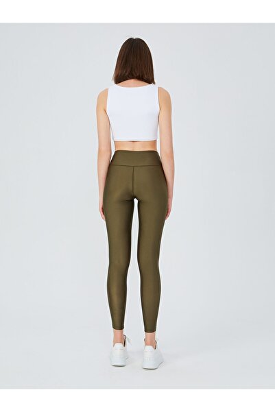 UP&FIT High Waist Shiny Leggings Khaki