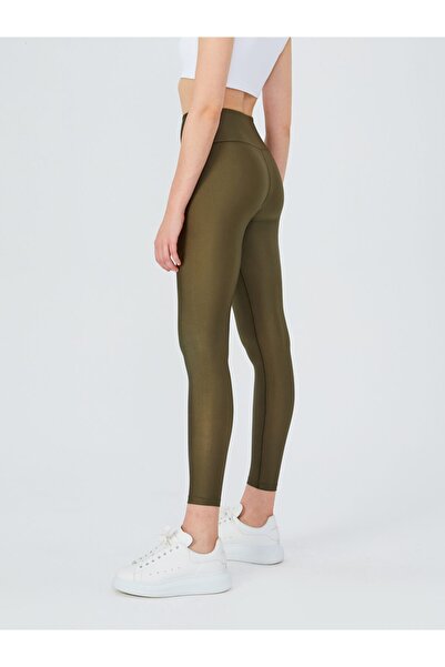 UP&FIT High Waist Shiny Leggings Khaki