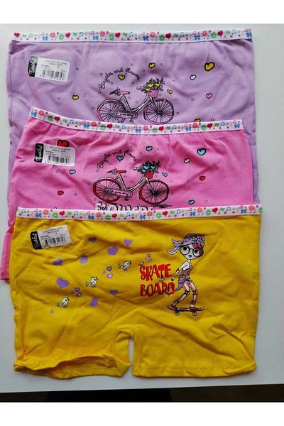 Tutku Girl's Mixed Color Boxer 3 Pcs