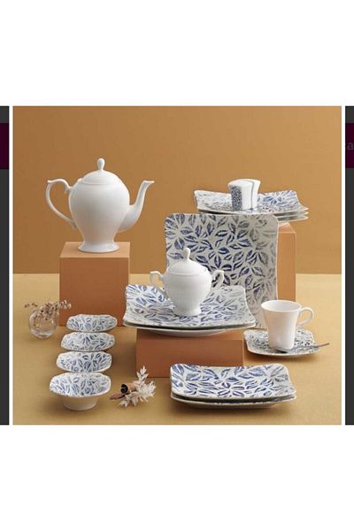 MADAMHOME ACCESSORY Güral Porcelain 36 Piece Alaska Breakfast Set for 6 Persons
