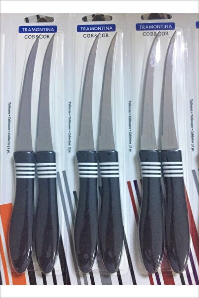 Pinkev Tramontina 6lı Uzun Kıvrık Tırtıklı Bıçak Seti - Siyah
