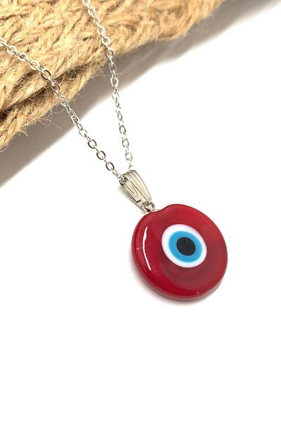 nazarboncuğu Claret Red Evil Eye Bead Necklace