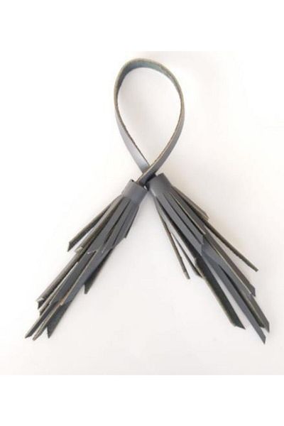 angel çanta aksesuar Gray Genuine Leather Double Zig Zag Tassel