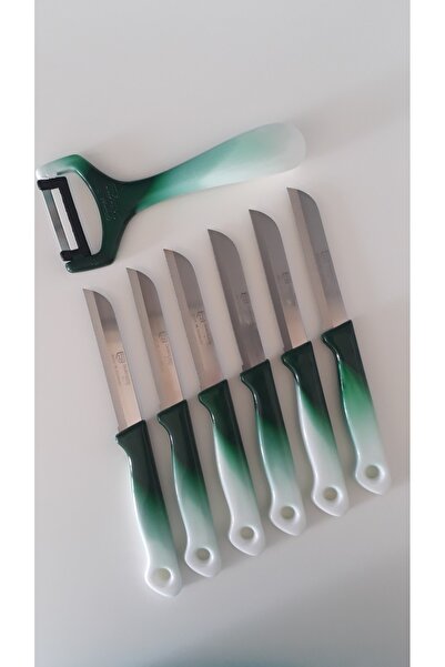 Solingen 6 Ebruli Yeşil Meyve Bıçağı, Düz Soyacak Ve Tırtıklı Doğrama Bıçağı Seti